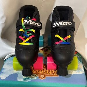 Adult Roller Shoes - Black with Multicolor Laces